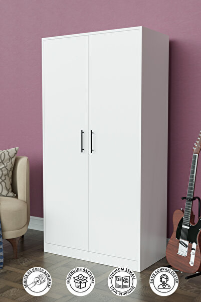 Hediyeler Kapında Calista Gardırop 5 Raflı 2 Kapaklı Askılı Elbise Dolabı