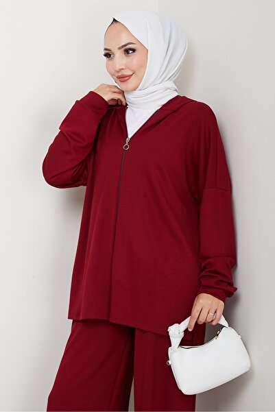 Bestenur Hooded Double Suit 1609 - Burgundy