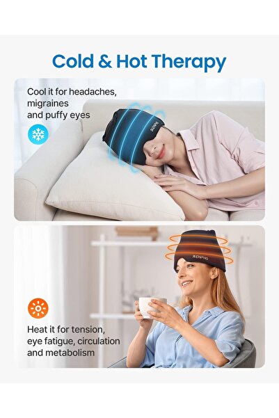 RENPHO Ice Head Wrap, Headache Relief Hat for Migraine, Migraine Cap with Hot or Cold Therapy