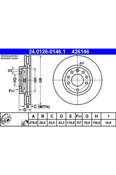 Ate Disc Frana Opel Corsa D Vauxhall Corsa Model 3