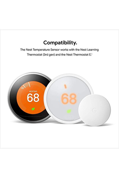 Google مستشعر درجة حرارة المنزل الذكي Nest T5000SF - أبيض