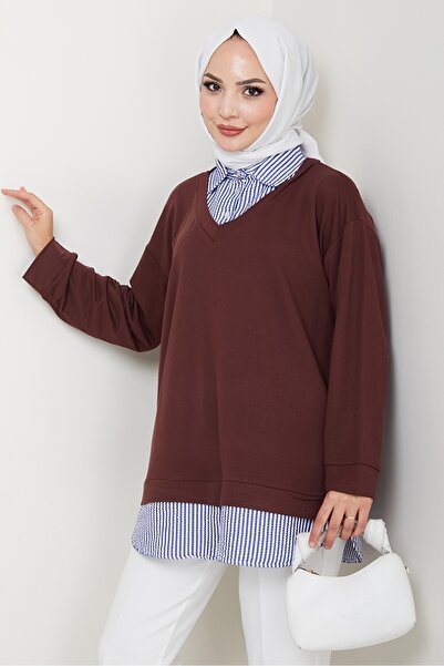 Bestenur Shirt Collar Tunic 1612 - Bitter Brown