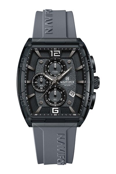 Naviforce New Fumed Silica Band Analog Chronograph Wrist Watch For Men NF6101 GY/W/GY