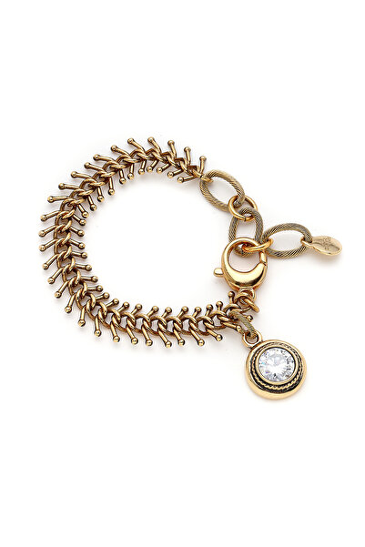 Mon Reve Crystal Path Yuvarlak Zirkon Charm Zincir Bilezik