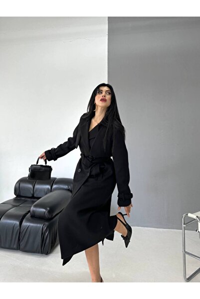 Bella Breeze Palton cașmir pentru femei, cu centură, căptușit, din țesătură p...