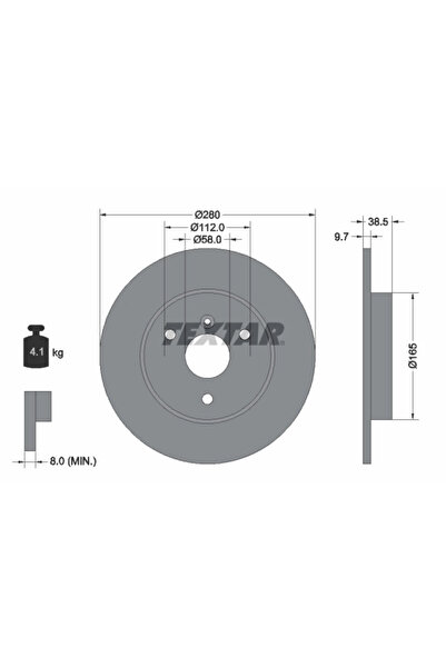 TEXTAR Спирачен диск на Smart Fortwo