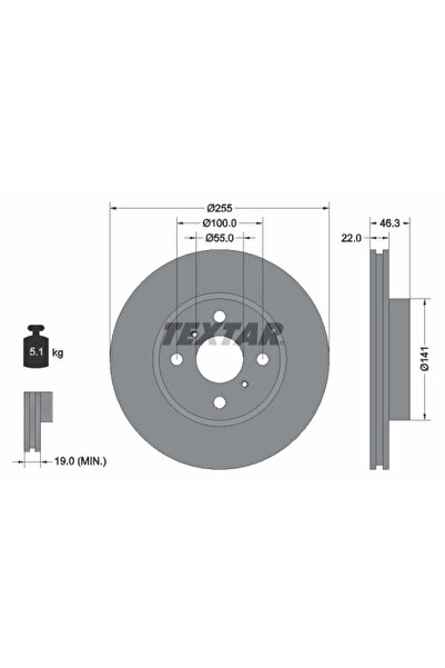 TEXTAR Disc Frana Daihatsu Charade 8 Mazda Familia Van