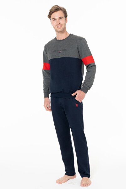 U.S. Polo Assn. Men's Crew Neck Long Sleeve Pajama Set S26930 with Pocket