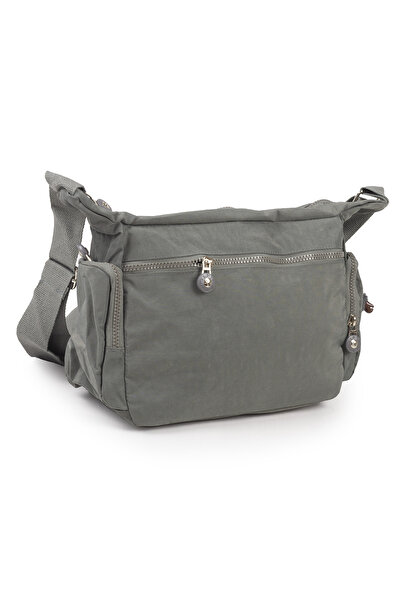 İMAKS Geantă Messenger Crinkle / Klinkır din material textil impermeabil, cu mai multe compartimente, cu mâner încrucișat și cu umăr, gri 116G
