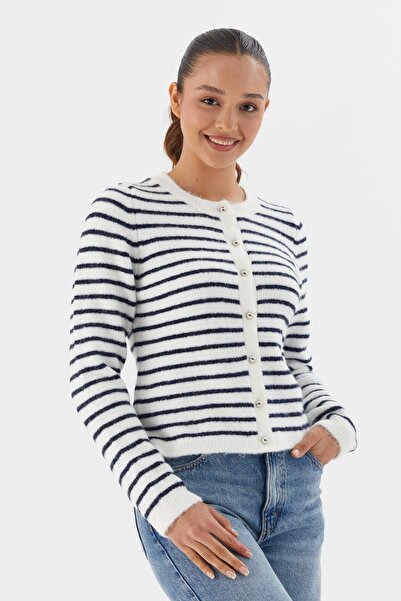 Shopping Shop Striped Knitwear Cardigan Ecru