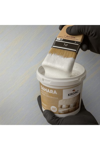 Kroinz Vopsea decorativă pensulată cu quartz, Sahara Velvet, 2,5 Litri, Culoarea Perla