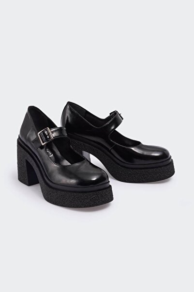 Favgi Simonnea Siyah Kırışık Rugan Kadın Günlük Ayakkabı