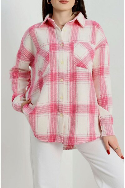 MODA PEMBE BEYAZ ODUNCU GÖMLEK