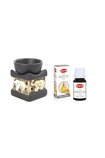 Hem Aromatherapy Set Ceramic Elephant Holder + Musk Scented Oil 10ml