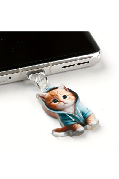 MixmioLife Sevimli Kedi Desenli Type-C Toz Koruma Tıpası - Ps5, Tablet ve Telefon Uyumlu Silikon Port Kapağı