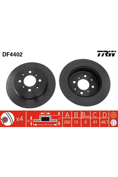 TRW Disc Frana Honda Civic 6/Civic 7 Mg Express Caseta//Mg Zr/Mg Zs