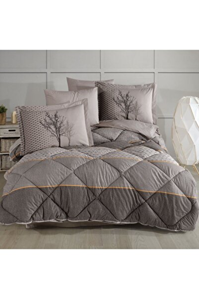 Hobby home collection Tanya Kahve - Poplin Çift Kişilik Uyku Seti