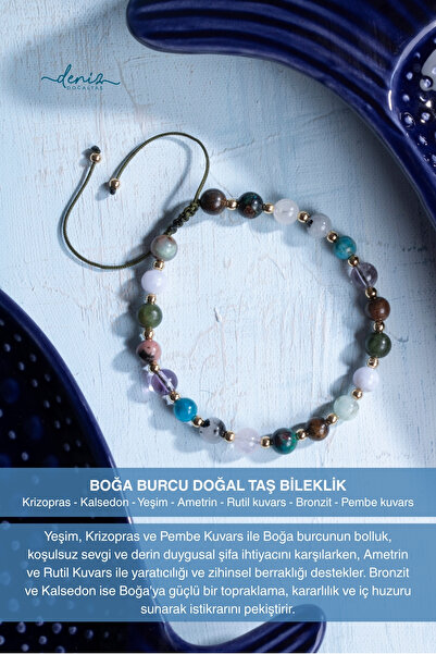 Deniz Doğal Taş سوار مكرامية من الحجر الطبيعي معتمد من برج الثور