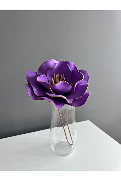 Luvienn El Yapımı Dekoratif Büyük Boy Mor Yapay Manolya-Vazo Çiçeği