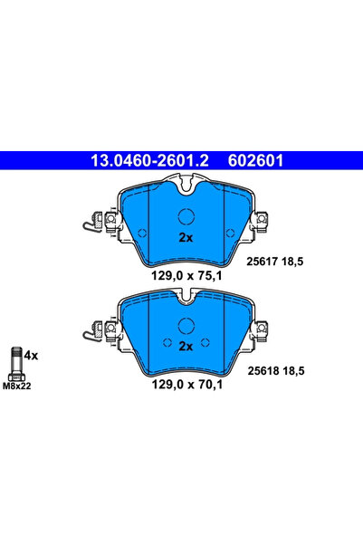 Ate Set Placute Frana,Frana Disc 13.0460-2601.2 Bmw 1/2 Active Tourer/2 Activ...