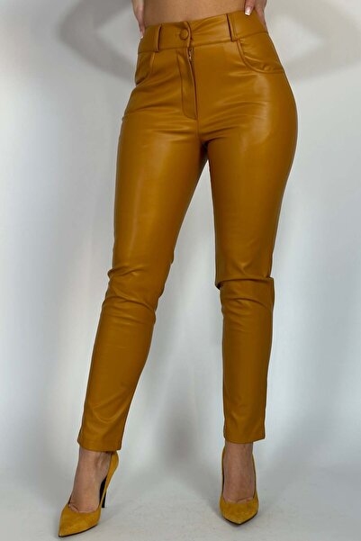 WildFashion Fashion high-waisted skinny pants made of eco-leather V649-16