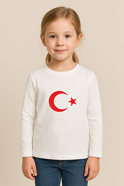 MODA Παιδική μπλούζα με λευκή λαιμόκοψη με τουρκική σημαία Moon Star με τύπωμα