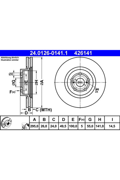 Ate Set Discuri Frana Toyota Avensis 2003-2008