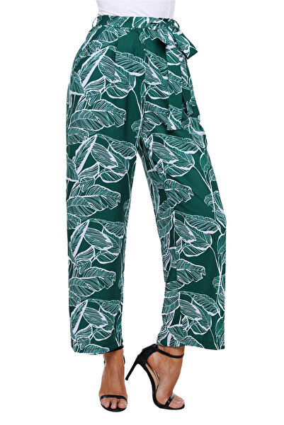 WildFashion Elegant high-waisted pants with leaf print CL784-11121