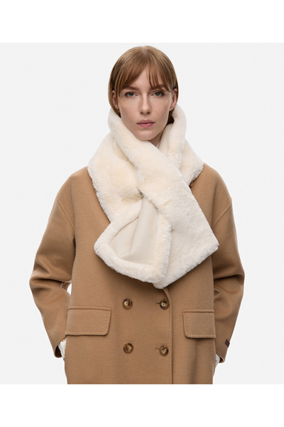 İpekyol Contrast Textured Faux Fur Scarf