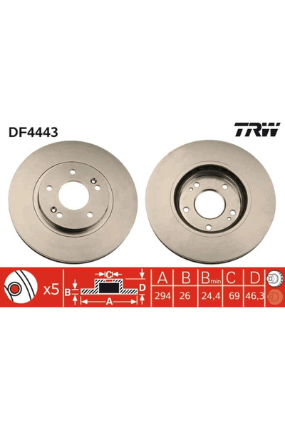 TRW Disc Frana Hawtai Boliger Hyundai Santa Fe 1