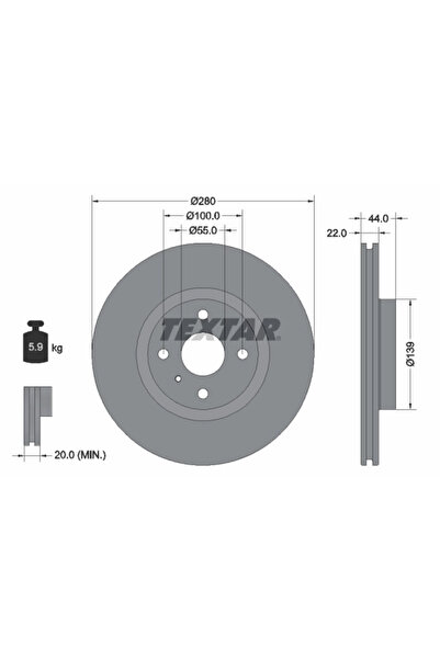 TEXTAR Disc Frana Abarth 124 Spider Fiat 124 Spider