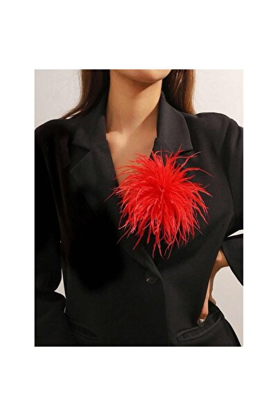 Pursehuit Flower feather brooch, red, Agnes C22