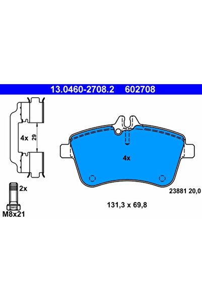 Ate Комплект спирачни накладки за дискови спирачки Mercedes-Benz A-класа/B-кл...