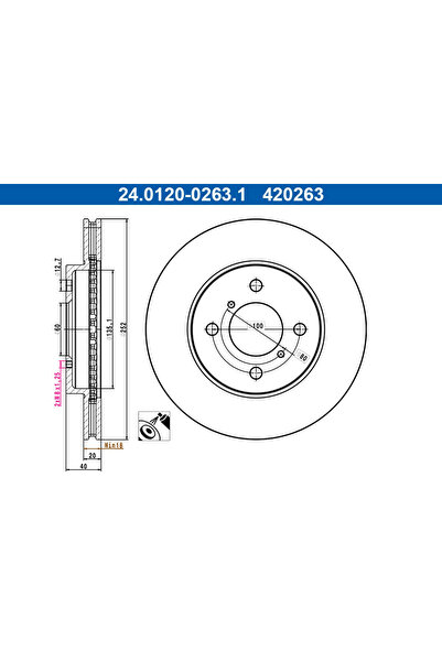 Ate Спирачен диск за Suzuki Swift 4