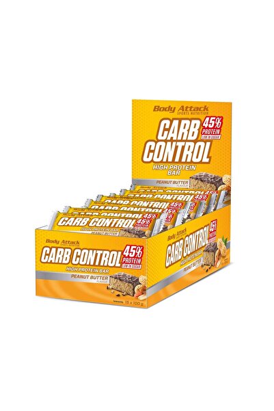 Body Attack بار كارب كونترول عالي البروتين - زبدة الفول السوداني ١٥ × ١٠٠ غرام