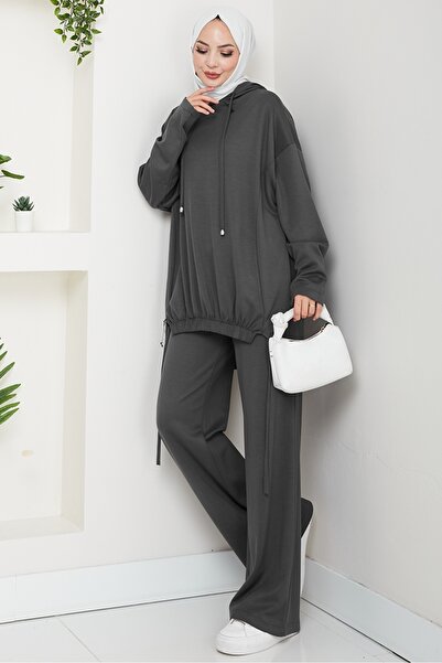 Bestenur Aris Tunic Pants Double Set 1611 - Anthracite