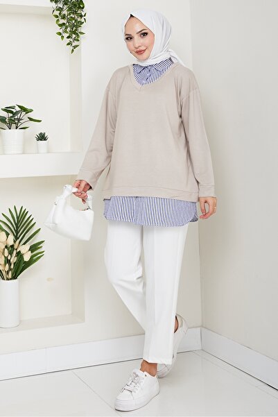 Bestenur Shirt Collar Tunic 1612 - Stone