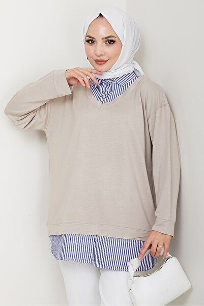 Bestenur Shirt Collar Tunic 1612 - Stone