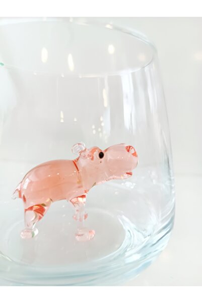 ADAMODART Pink Hippopotamus Glass Figured Water Cup - Single