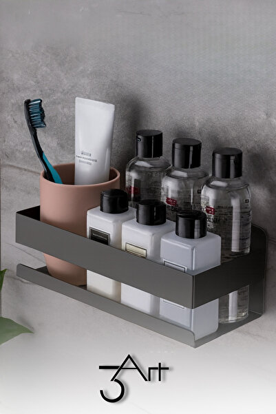 3art Metal Suya Dayanıklı Metal Banyo ve Mutfak Rafı – Yapıştırmalı ve Vidalı Montaj Şampuan,Diş Fırçası rafı