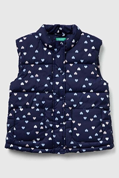 United Colors of Benetton Baby Girl 2V3Ygj00O-25K Patterned Vest Navy Blue