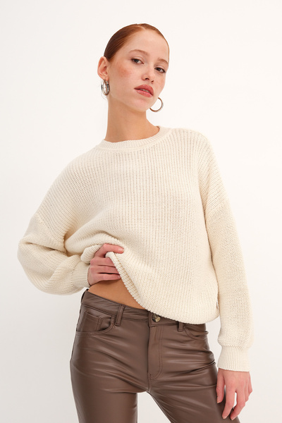 Addax Rubber Braided Knitwear Sweater K3456