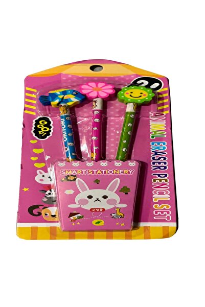 SQUARE ONE GIFTS مجموعة أقلام الرصاص والممحاة للحيوانات
