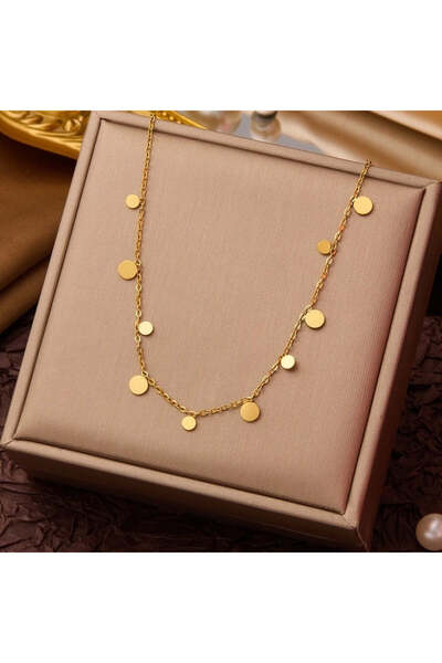 Pursehuit Colier auriu, realizat din oțel inoxidabil, suflat cu aur de 18k, c...