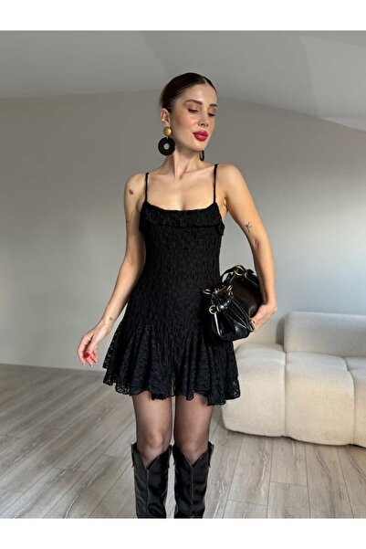 YK FASHION Dantelli Mini Elbise