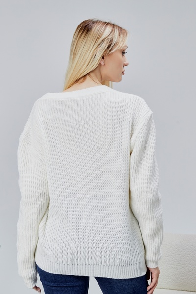 LUGMO Women's Knitwear Cardigan Stoned Standard Size Ecru