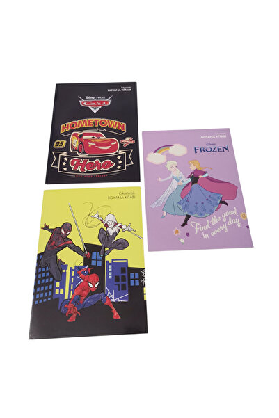 KESKİN COLOR lisanslı boyama kitabı seti 3 lü arabalar cars frozen elsa örümcek adam