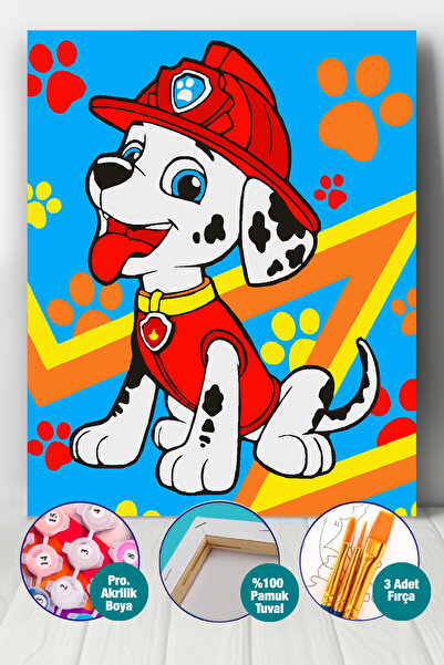 Picasso World Hobby Art Sayılarla Boyama Numaralı Tuval Seti Fırça Boya Dahil 30x40 Cm Paw Marshal