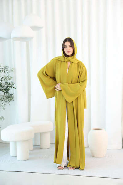 IKKXA عباية ملونة بأكمام واسعة ومطويات