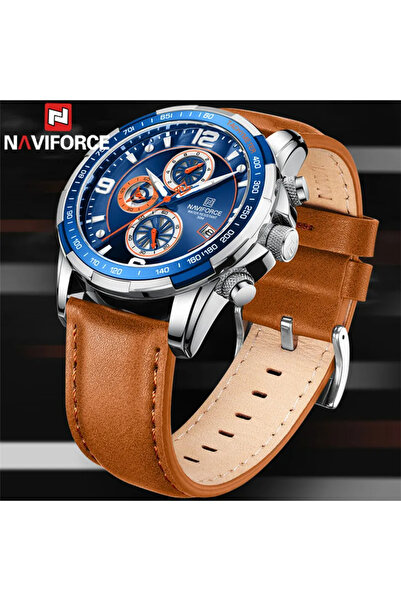 Naviforce Men's Wristwatch Leather Chronograph Date Quartz Analog